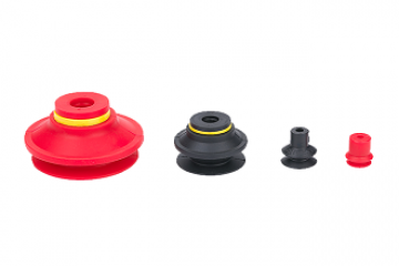 Suction Cup , Vacuum Pad จำหน่ายยางดูดจับชิ้นงาน Silicone สีแดง NBR สีดำ รูปแบบ Bellows cups , Flat cup หรือรูปทรงตามที่ลูกค้าต้องการ